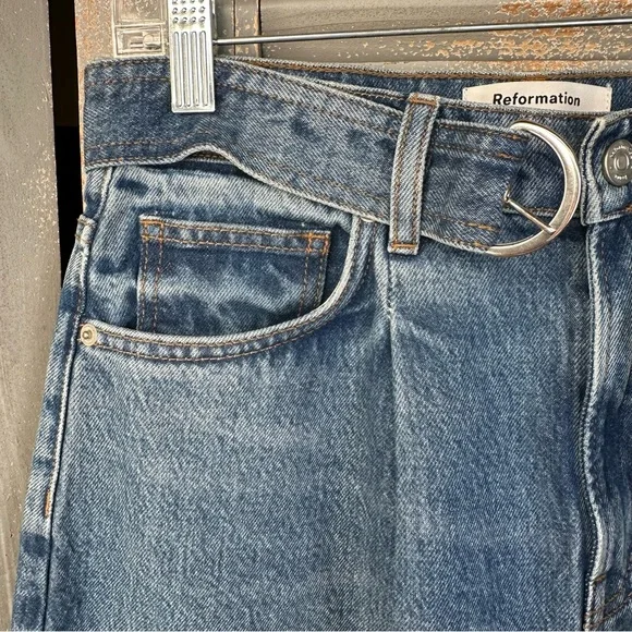 Reformation Dree Belted Baggy Wide Leg Jeans Sz 27 - Picture 6 of 15